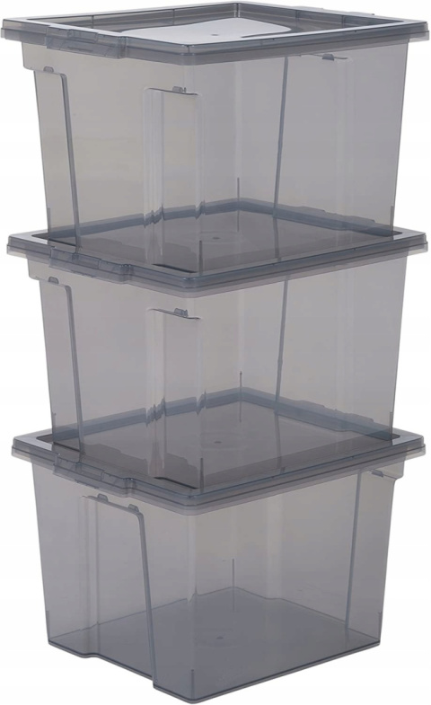 Pojemnik, organizer plastikowy z pokrywką - zestaw 3 szt x 30 L Pojemnik, organizer plastikowy z pokrywką - zestaw 3 szt x 30 L
